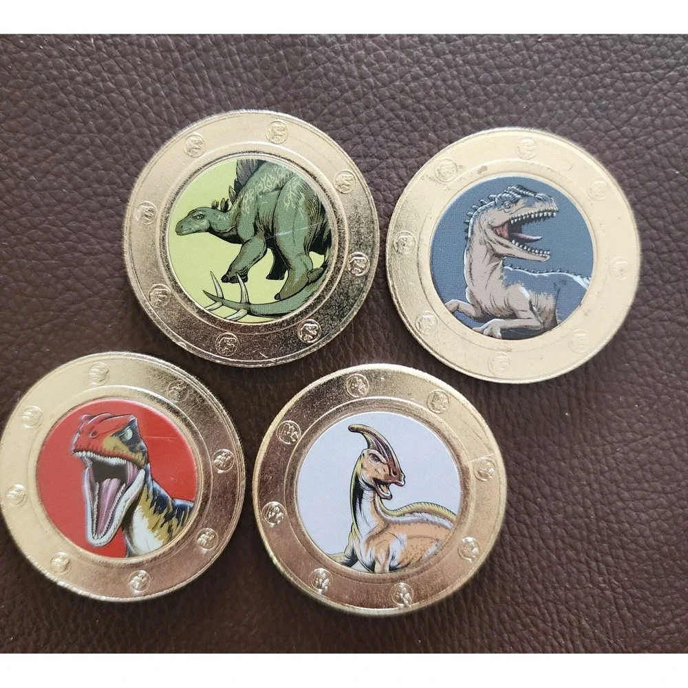 Jurassic World Dinosaur Coin Token Lot Frankford Candy T-Rex Velociraptor Stegos